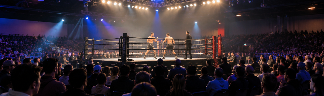 Spectators watching Central Valley bare knuckle fights at a live boxing event.