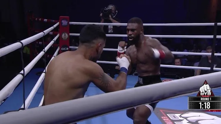 Bare knuckle fight replay displayed on a television for viewers